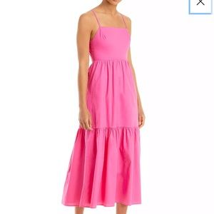 WAYF Pink Open Back Tiered Sundress